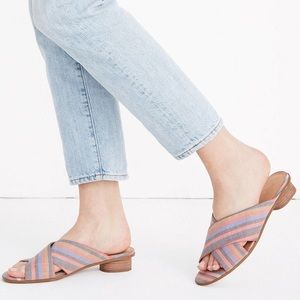 Madewell Ruthie Crisscross Sandal Mule Heel Stripe